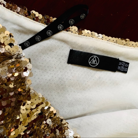 MISSGUIDED Gold Sequined Asymmetrical Mini Dress - Picture 5 of 8